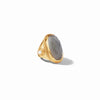 Cannes Gold Statement Ring in Iridescent Charcoal Blue