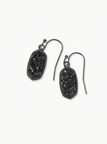 Lee Gunmetal Drop Earrings in Black Drusy