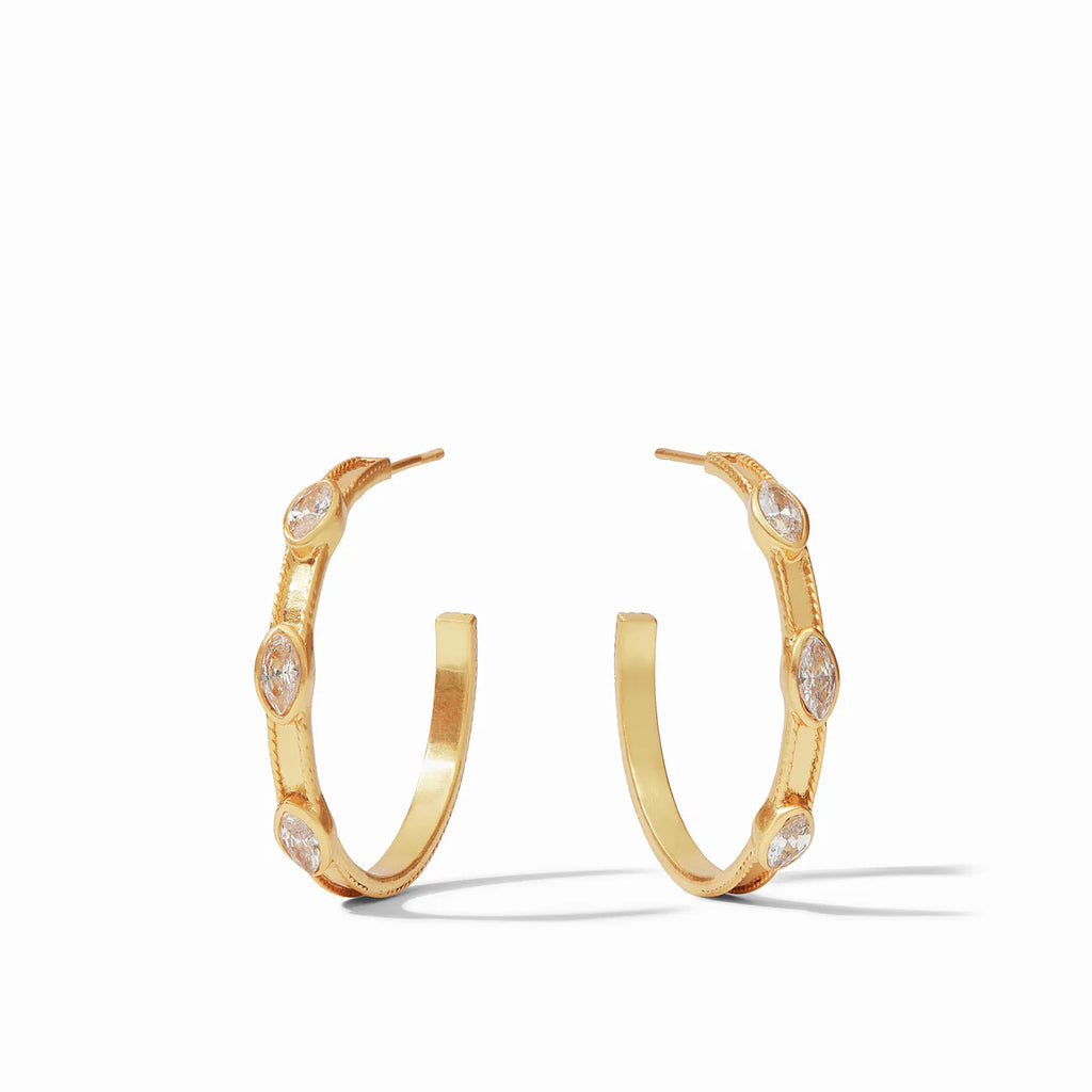 Monaco Gold Hoop Earrings in Cubic Zirconia