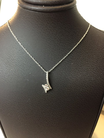 Sterling Silver Two Stone Diamond Pendant