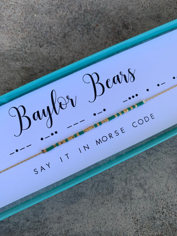 Baylor Bears Morse Code Necklace