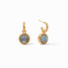 Fleur-de-Lis Hoop & Charm Earrings in Iridescent Slate Blue