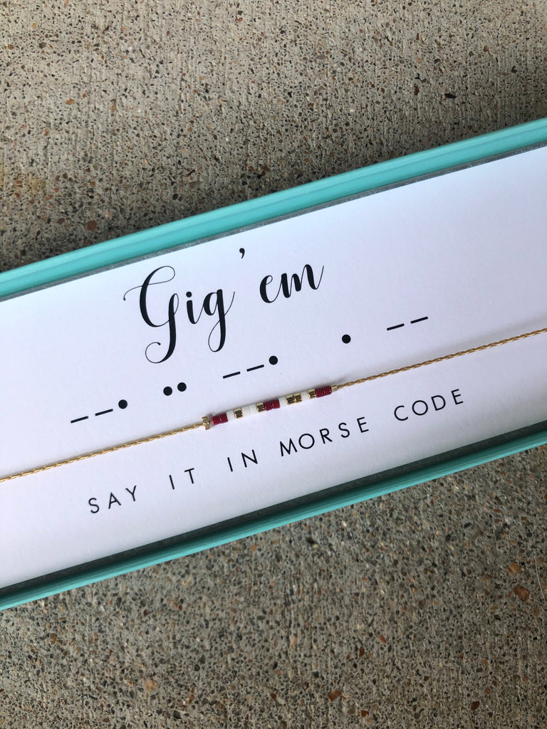 Gig 'em Morse Code Necklace