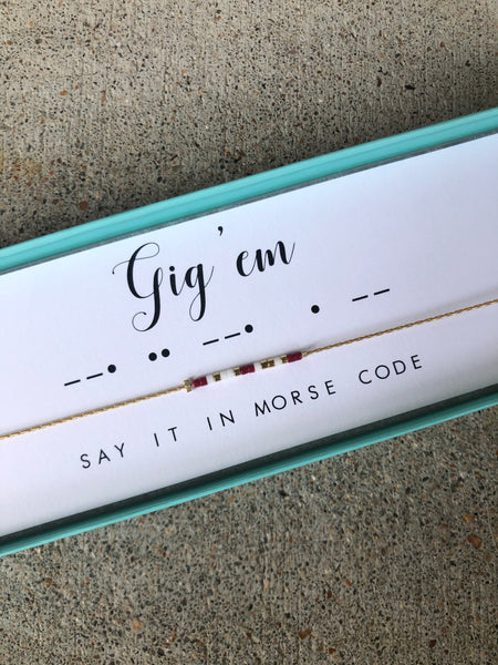 Gig 'em Morse Code Necklace