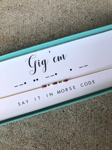 Gig 'em Morse Code Necklace