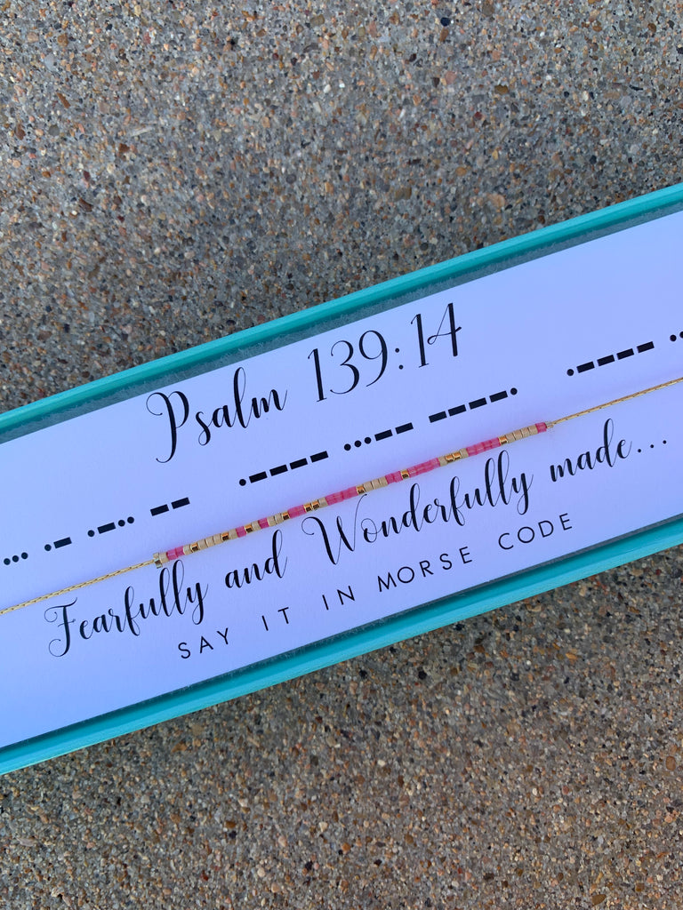 Psalms 139:14 {Fearfully and Wonderfully Made} | Morse Code Necklace