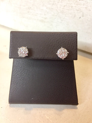 Diamond Stud Earrings with Halo