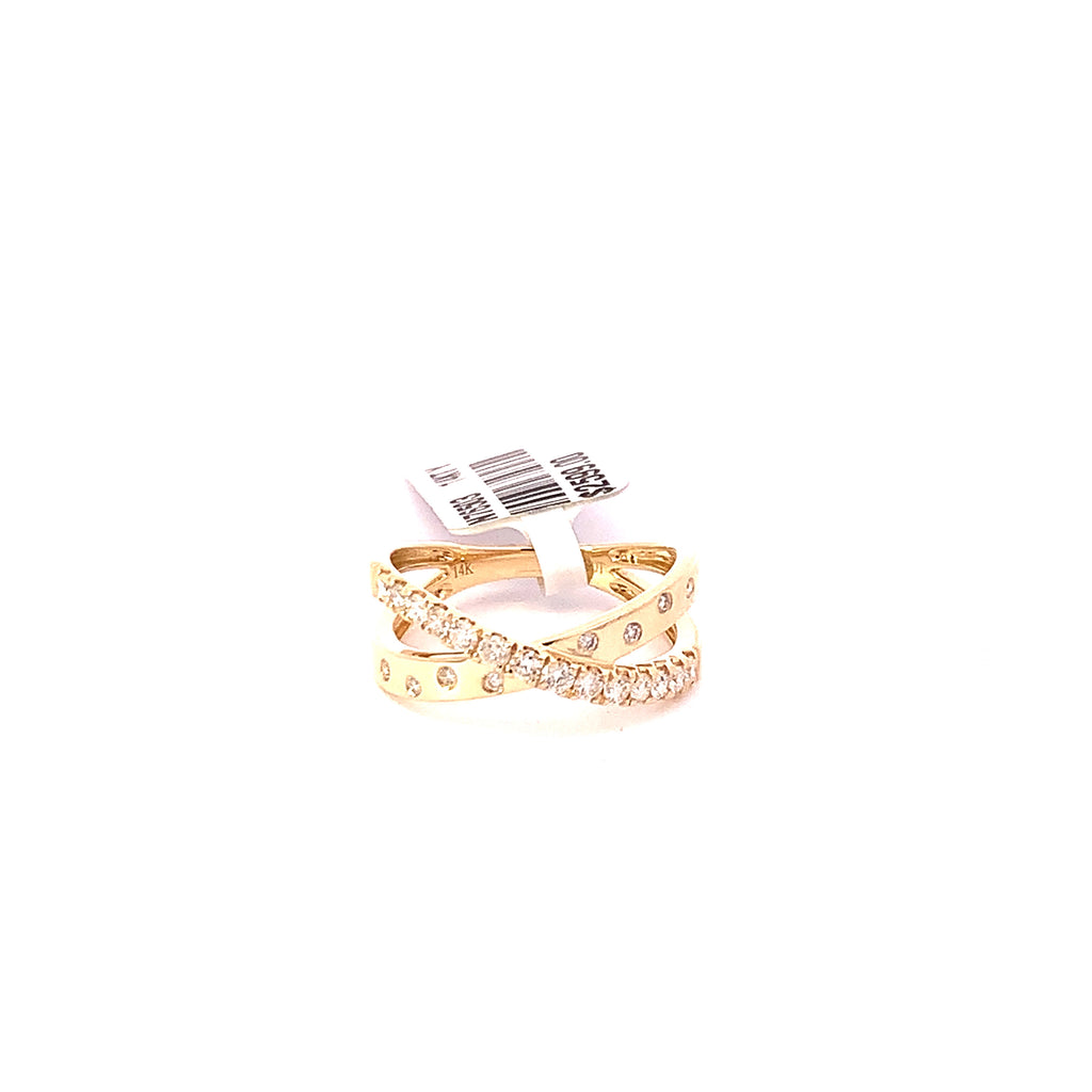 Yellow Gold Diamond Criss Cross Ring