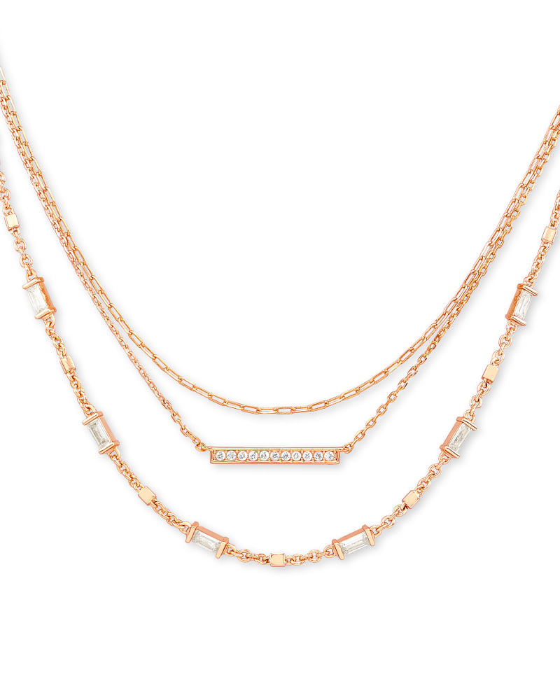 Addison Triple Strand Necklace in Rose Gold