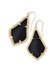 Alex Gold Drop Earrings in Black Opaque Glass