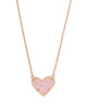 Ari Heart Rose Gold Pendant Necklace in Pink Drusy