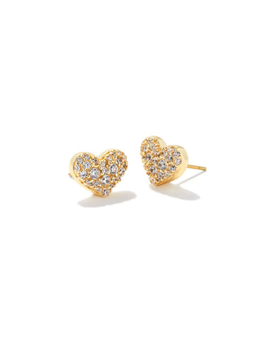 Ari Pave Crystal Heart Stud Earrings