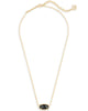 Elisa Gold Pendant Necklace in Black Opaque Glass