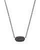 Elisa Gunmetal Pendant Necklace in Black Drusy