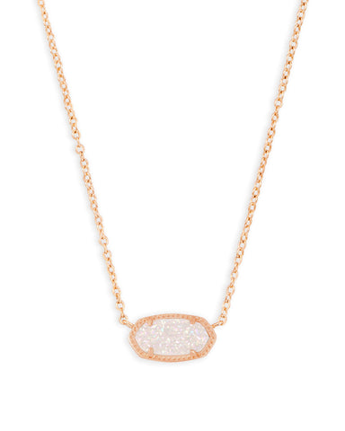Elisa Rose Gold Pendant Necklace in Iridescent Drusy