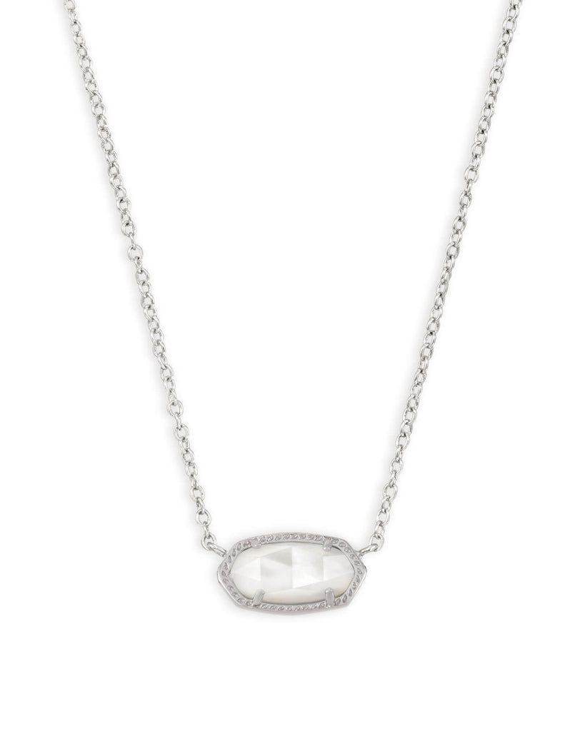 Elisa Silver Pendant Necklace in Ivory Mother of Pearl