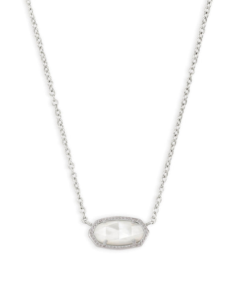 Elisa Silver Pendant Necklace in Ivory Mother of Pearl