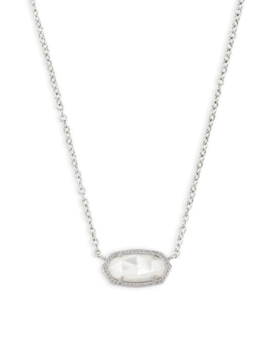 Elisa Silver Pendant Necklace in Ivory Mother of Pearl