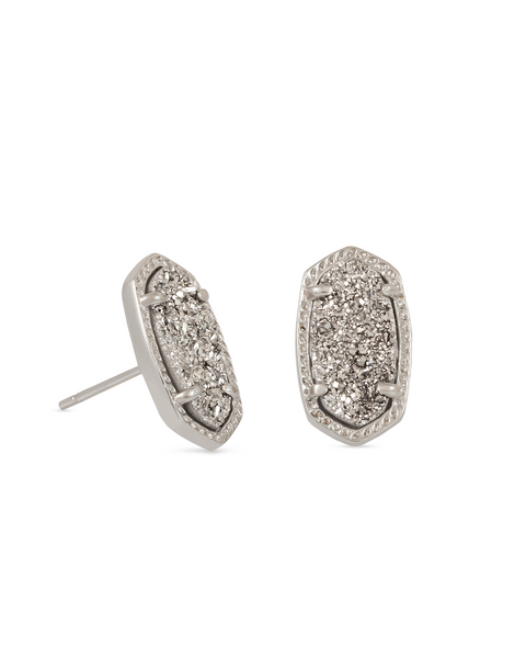 Ellie Silver Stud Earrings in Platinum Drusy