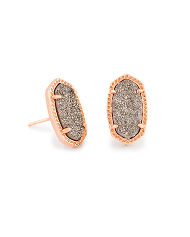 Ellie Earrings in Platinum Drusy // Rose Gold