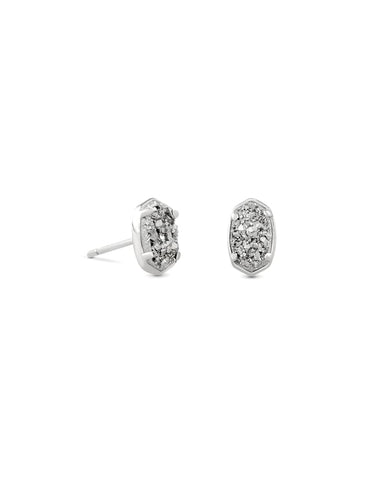 Emilie Silver Mini Stud Earrings in Platinum Drusy