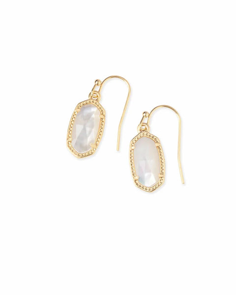 Lee Gold Drop Earrings in Ivory Mother of Pearl