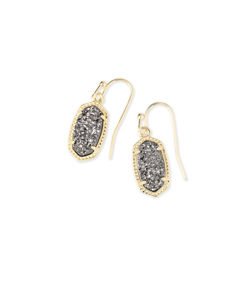 Lee Gold Drop Earrings in Platinum Drusy