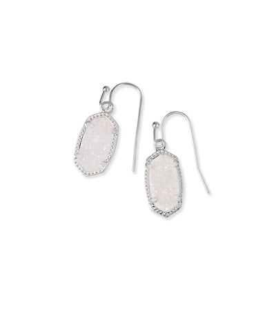 Lee Silver Drop Earrings in Iridescent Drusy