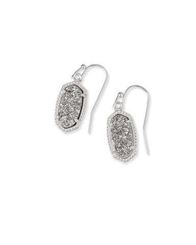 Lee Silver Drop Earrings in Platinum Drusy