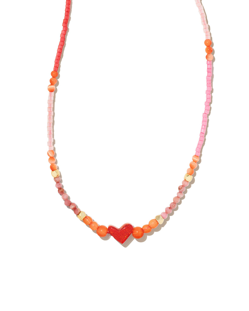 Nova Beaded Strand Necklace in Red Mix