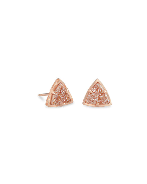 Perry Rose Gold Stud Earrings in Sand Drusy