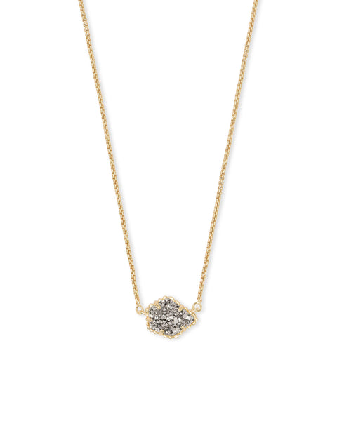Tess Gold Necklace in Platinum Drusy