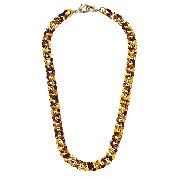 Legacy Resin Curb Chain Mask Necklace in Tortoise