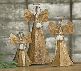 Medium Gold Angel with Glass Candleholder