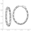 Sterling Silver Rhodium-Plated Fancy CZ In And Out Oval Hoop Earrings