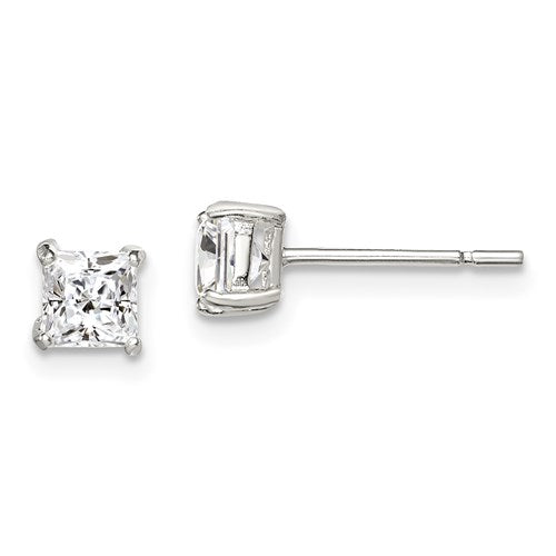 Princess Cut CZ Stud Earrings