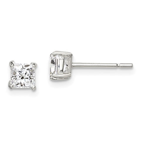 Princess Cut CZ Stud Earrings