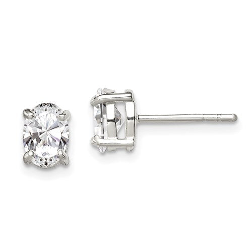 Oval Cut CZ Stud Earrings