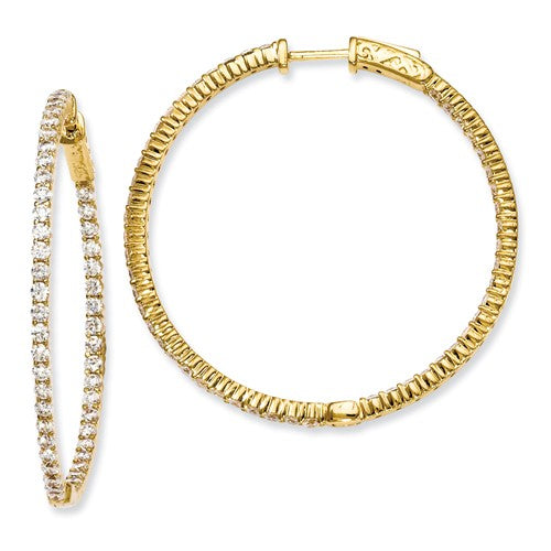 Sterling Silver CZ In & Out Hoop Earrings