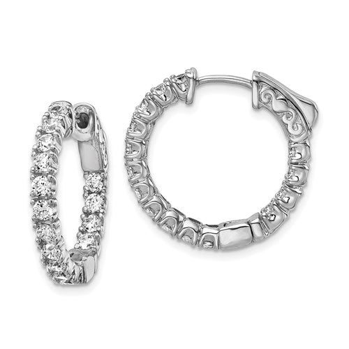 Small Round CZ In & Out Hinged Hoop Earrings