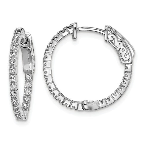 Sterling Silver CZ In & Out Hinged Hoop Earrings