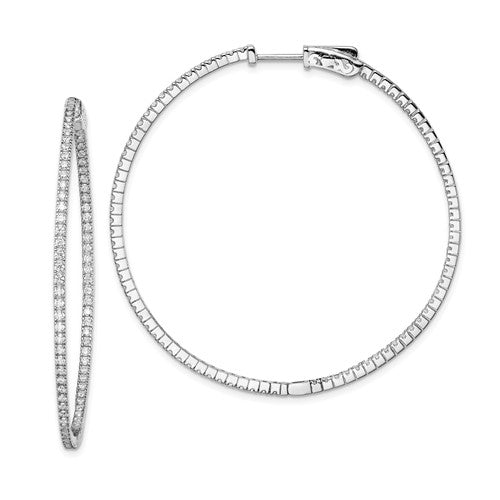 CZ In & Out Thin Hoop Earrings