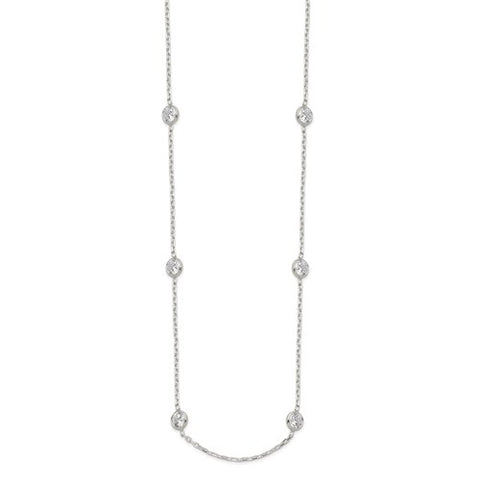 CZ 8 Station Necklace | Sterling Silver