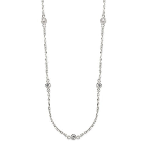 CZ 5 Station Necklace | Sterling Silver