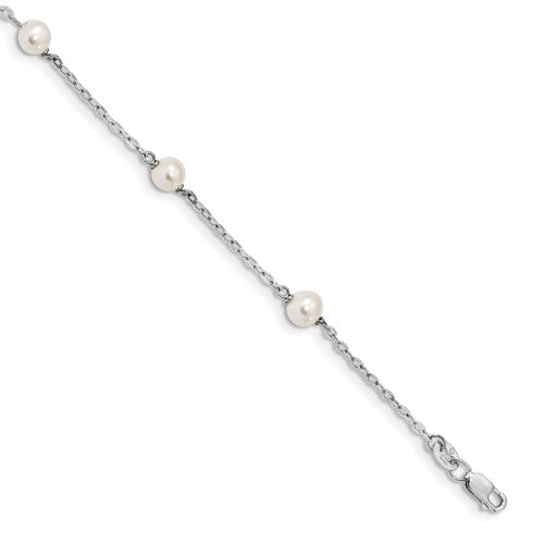 Freshwater Pearl Station Bracelet | Child | Sterling Silver with Rhodium Plating