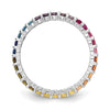 Colorful CZ Eternity Band | Sterling Silver with Rhodium Plating