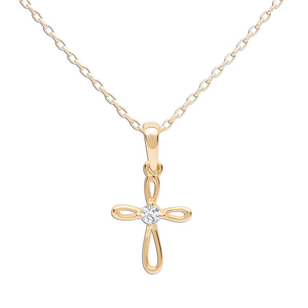 Gold Plated Open Cross Necklace with CZ