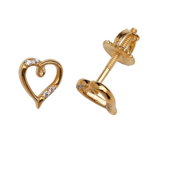 Gold Plated Open Heart Earrings with CZ