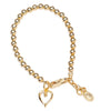 Aria Gold Plated Beaded Bracelet with Dangling Heart
