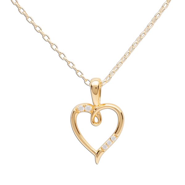 Gold Plated Open Heart Necklace with CZ's